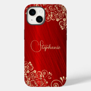 Elegant Ruby Red Guld Swirl