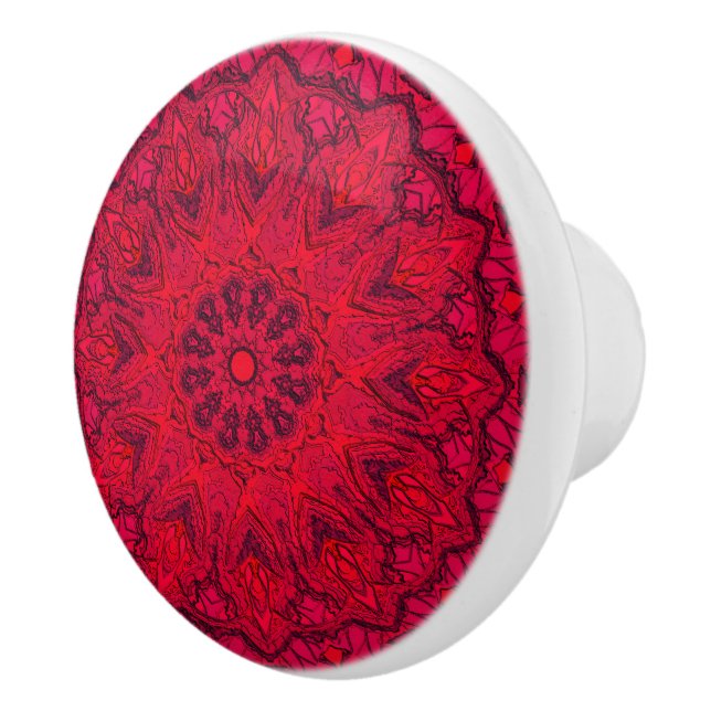 Elegant Ruby Red Intricate Faux Glass Knopp (Höger)