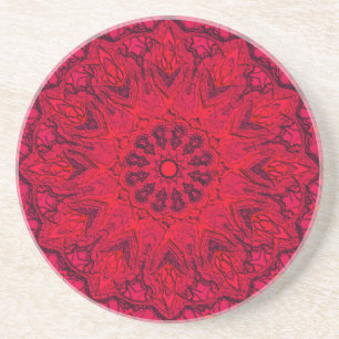 Elegant Ruby Red Intricate Faux Glass Underlägg