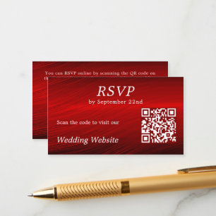 Elegant Ruby Red OSA Bröllop webbplats QR-kod Tilläggskort