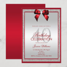 Elegant Ruby Red Silver Glitter 40:e födelsedagen