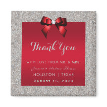 Elegant Ruby Red, Silver Glitter Bröllop