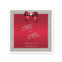 Elegant Ruby Red, Silver Glitter Bröllop