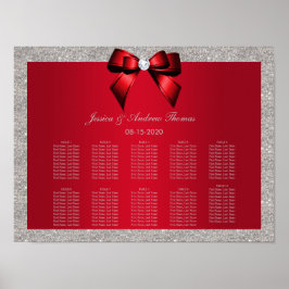 Elegant Ruby Red, Silver Glitter Bröllop Poster