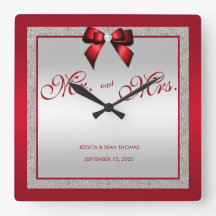 Elegant Ruby Red & Silver Glitter Bröllopsdag