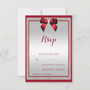 Elegant Ruby Red & Silver Glitter födelsedag OSA Kort