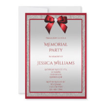 Elegant Ruby Red Silver Glitter Memorial Party