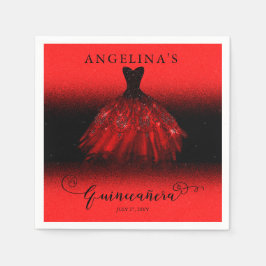 Elegant Ruby Red Spain Gown Quinceañera Pappersservett