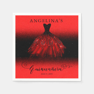 Elegant Ruby Red Spain Gown Quinceañera Pappersservett