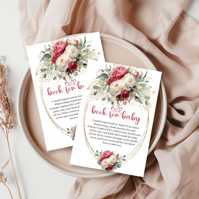 Elegant Ruby Red White Greenery Book for Baby Tilläggskort (Elegant Ruby Red White Greenery Book for Baby)