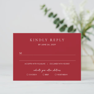 Elegant Rubyröd Modern Bröllop OSA Kort