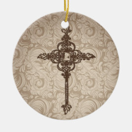 Elegant Rulla Christian Kor w/Swirl Background Julgransprydnad Keramik