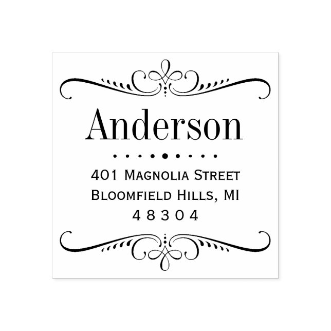 Elegant Rulla Ram Returadress Stämpel (Tryck)