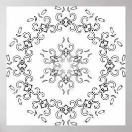 elegant rullande mandala med bladslingor poster
