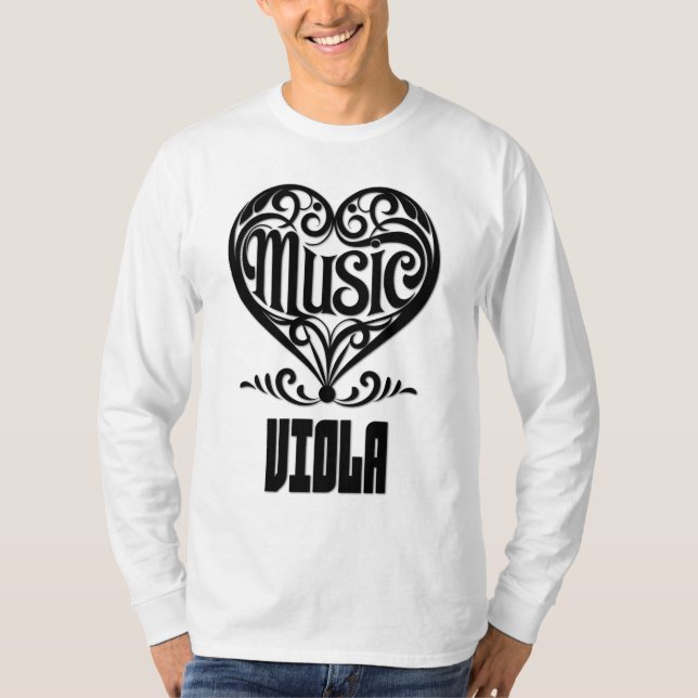 Elegant Rullat hjärta för Viola Älskare T Shirt (Framsida)