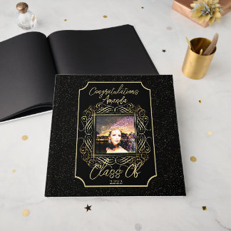 Elegant rulle + Guldprickar Grattis Klass av Gästböcker