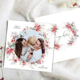 Elegant Rund andedräkt Julafton Vinterfoto Square Julkort