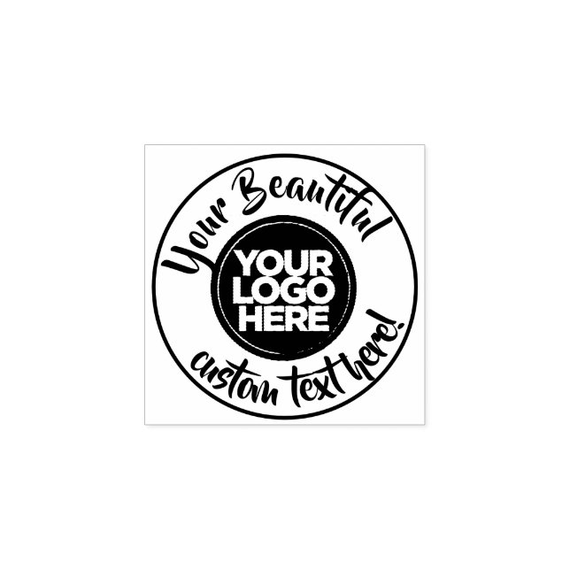 Elegant runda logotypens cirkeltextskript kalligra stämpel (Tryck)