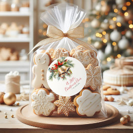 Elegant Rundande julklapp |Röd, Grönt, Guld Runt Klistermärke