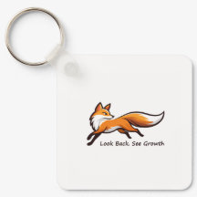 Elegant Running Fox "Look Back.See Growth." Square