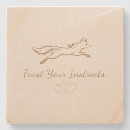 Elegant Running Fox Sandstone Coaster Stenunderlägg