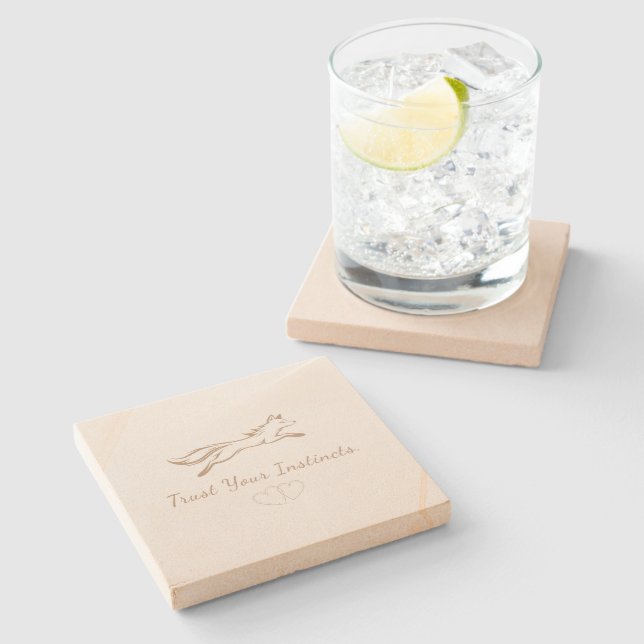 Elegant Running Fox Sandstone Coaster Stenunderlägg (Sidan)