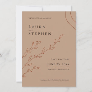 Elegant Rust Botanical Wedding Save the Date Inbjudningar