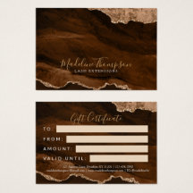 Elegant Rust Guld Agate Business Gift Certificate