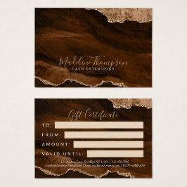 Elegant Rust Guld Agate Business Gift Certificate Visitkort