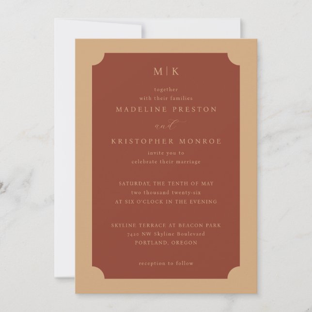 Elegant Rust Minimalist Wedding Invitation Inbjudningar (Framsida)