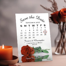 Elegant Rust Orange Ro Bröllop Kalender Spara Datumet