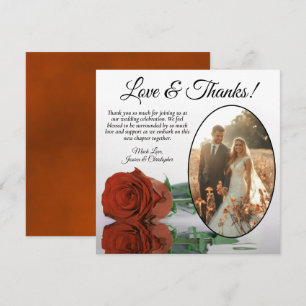 Elegant Rust Orange Ro Oval Photo Bröllop Tack Kort