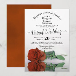 Elegant Rust Orange Romantic Ro Virtuellare Bröllo Inbjudningar