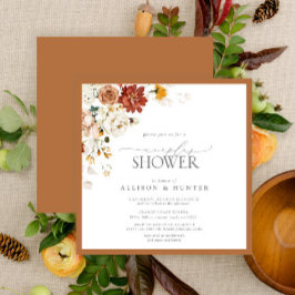 Elegant Rust Orange Watercolor Par Shower Invi Inbjudningar