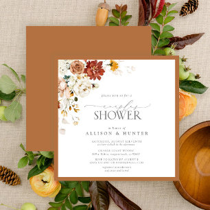 Elegant Rust Orange Watercolor Par Shower Invi Inbjudningar