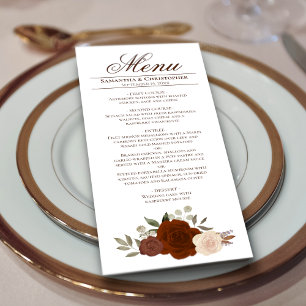 Elegant Rust Orange Watercolor Ro Boho Bröllop Meny