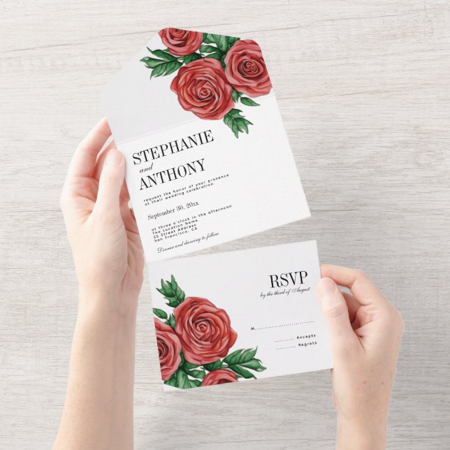 Elegant Rust Red and Sage Blommigt Ro Bröllop (Tearaway)