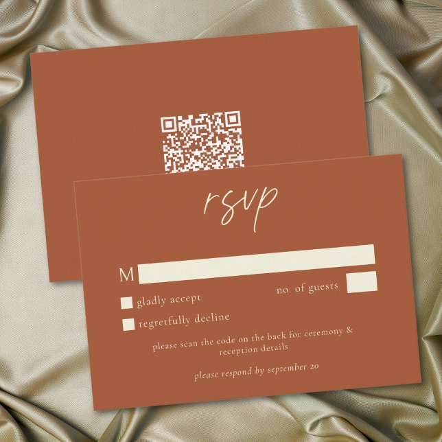 Elegant Rust Terracotta Minimalist Wedding OSA Kort (Elegant Rust Terracotta Minimalist Wedding RSVP Card)