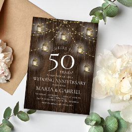 Elegant Rustic 50:e Bröllop-årsdagen Inbjudningar