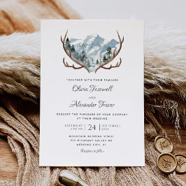 Elegant Rustic Antlers Bröllop Inbjudningar