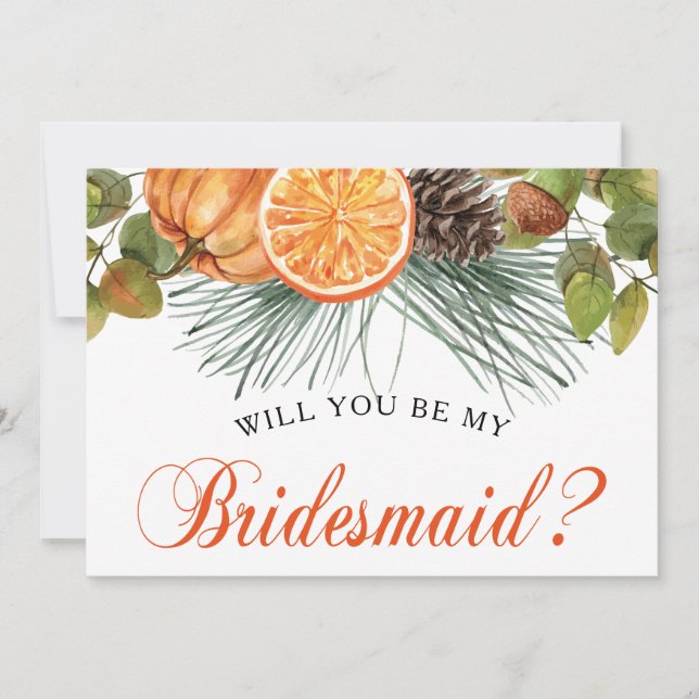 Elegant Rustic Autumn Bridesmaid Frieri Inbjudningar (Framsida)