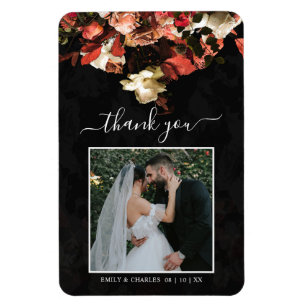 Elegant Rustic Autumn Flowers Bröllop Tack Magnet