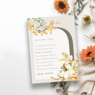 Elegant Rustic Autumn Pumpkin Arch Blommigt Bröllo Tack Kort