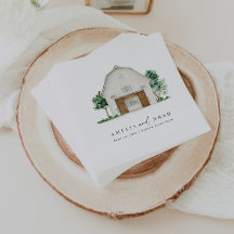 Elegant Rustic Barn Bröllop Cocktail Napkins