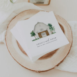 Elegant Rustic Barn Bröllop Cocktail Napkins Pappersservett