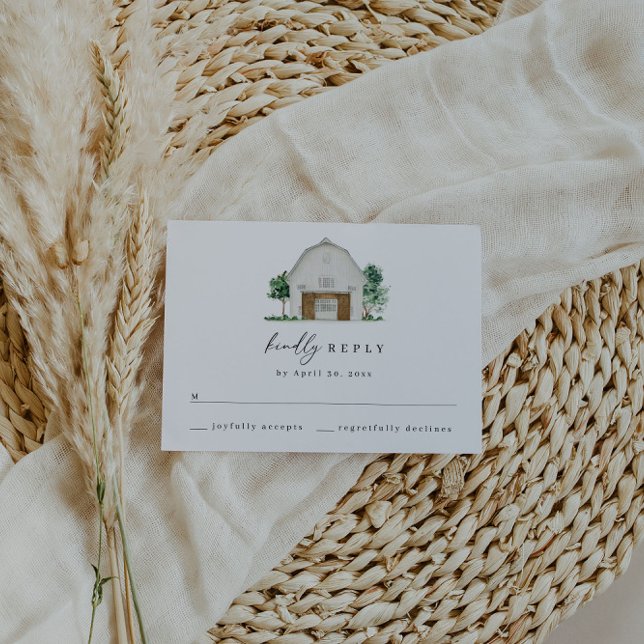 Elegant Rustic Barn Bröllop OSA Card (Skapare uppladdad)