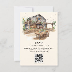 Elegant Rustic Barn QR Code OSA kort