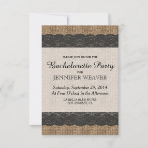 Elegant Rustic Black Snöre och Jute Design Inbjudningar