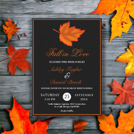 Elegant Rustic Black White Orange Fall Wedding Inbjudningar