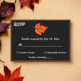 Elegant Rustic Black White Orange Fall Wedding OSA Kort